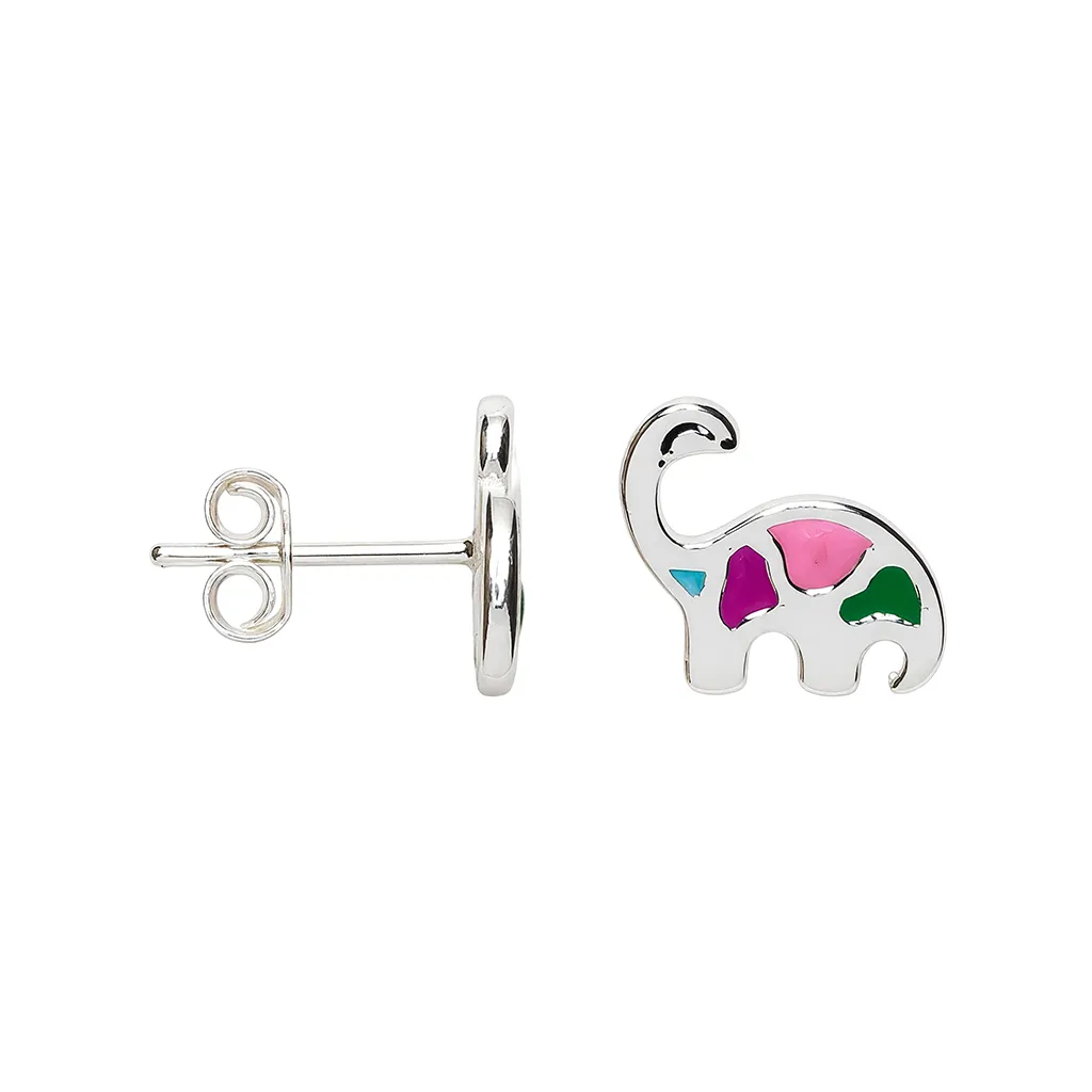 Sterling silver 9x10mm enamel dinosaur earring