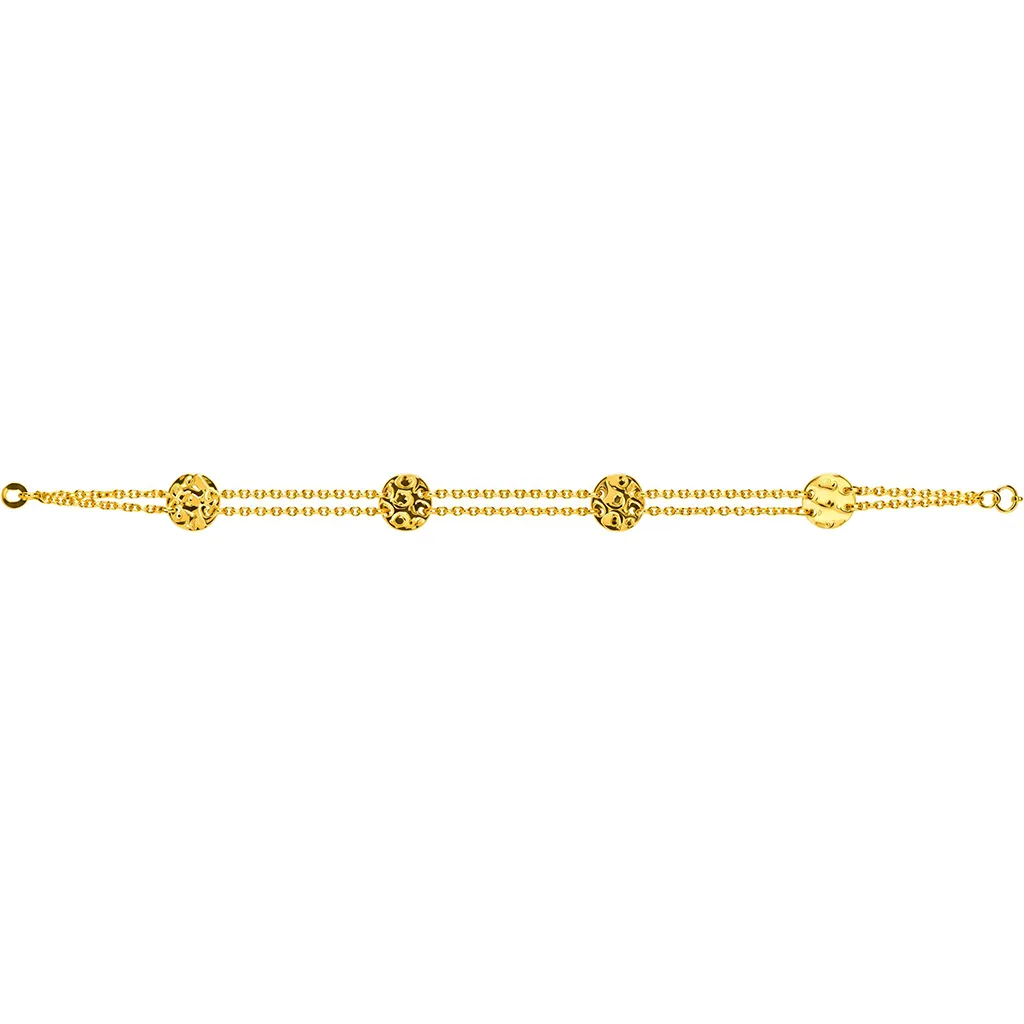 Sterling silver double-chain with four 8mm discs bracelet