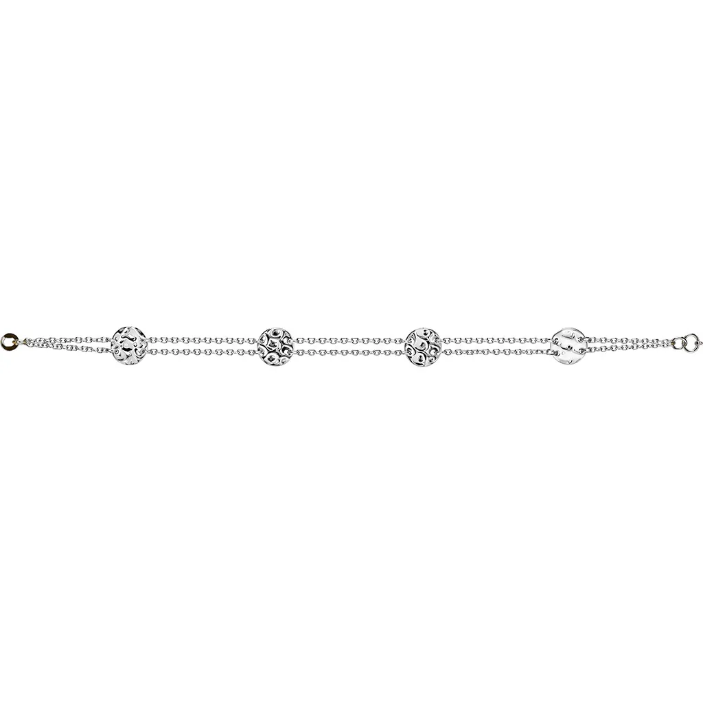 [19556B16E3HAPL] Sterling silver double-chain with four 8mm discs bracelet (Sterling silver)