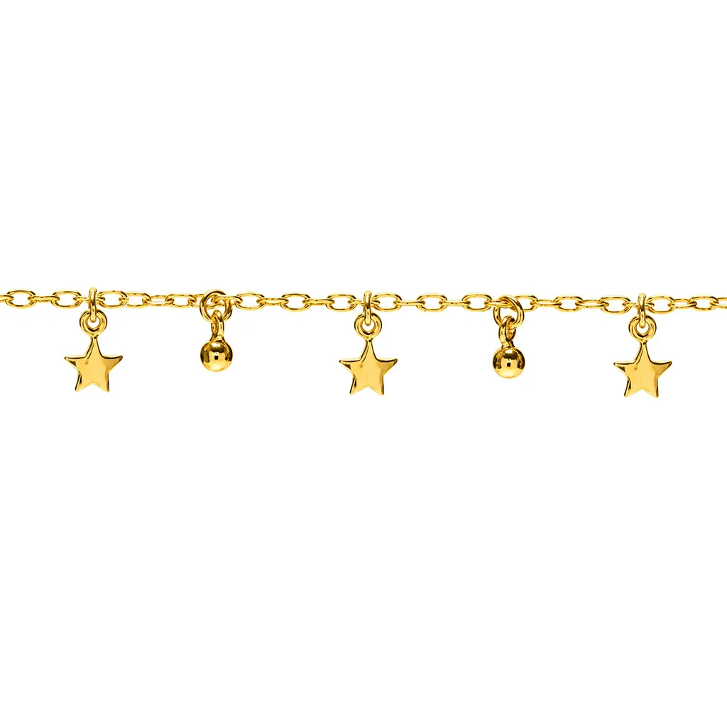 Sterling silver bracelet with alternating 5mm stars and 3mm beads