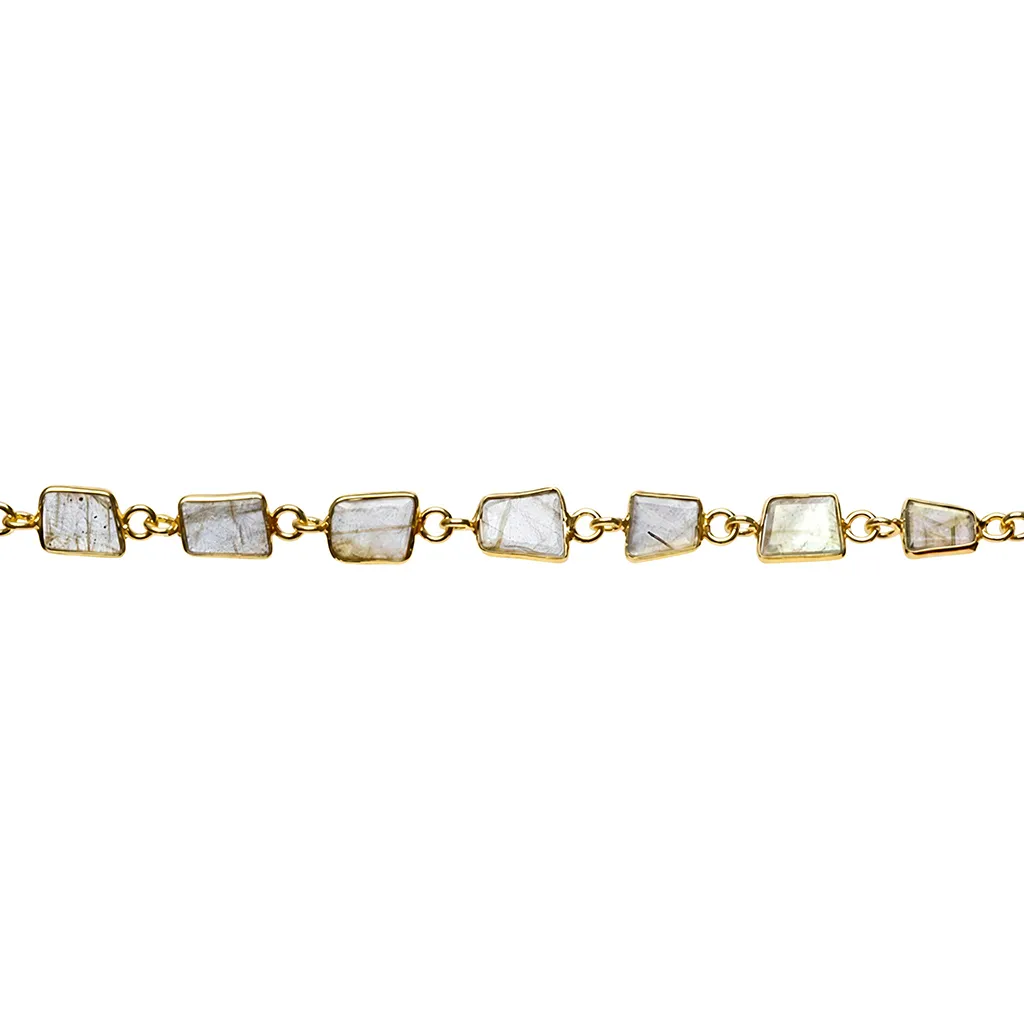 Sterling silver flat irregular semiprecious stone bracelet