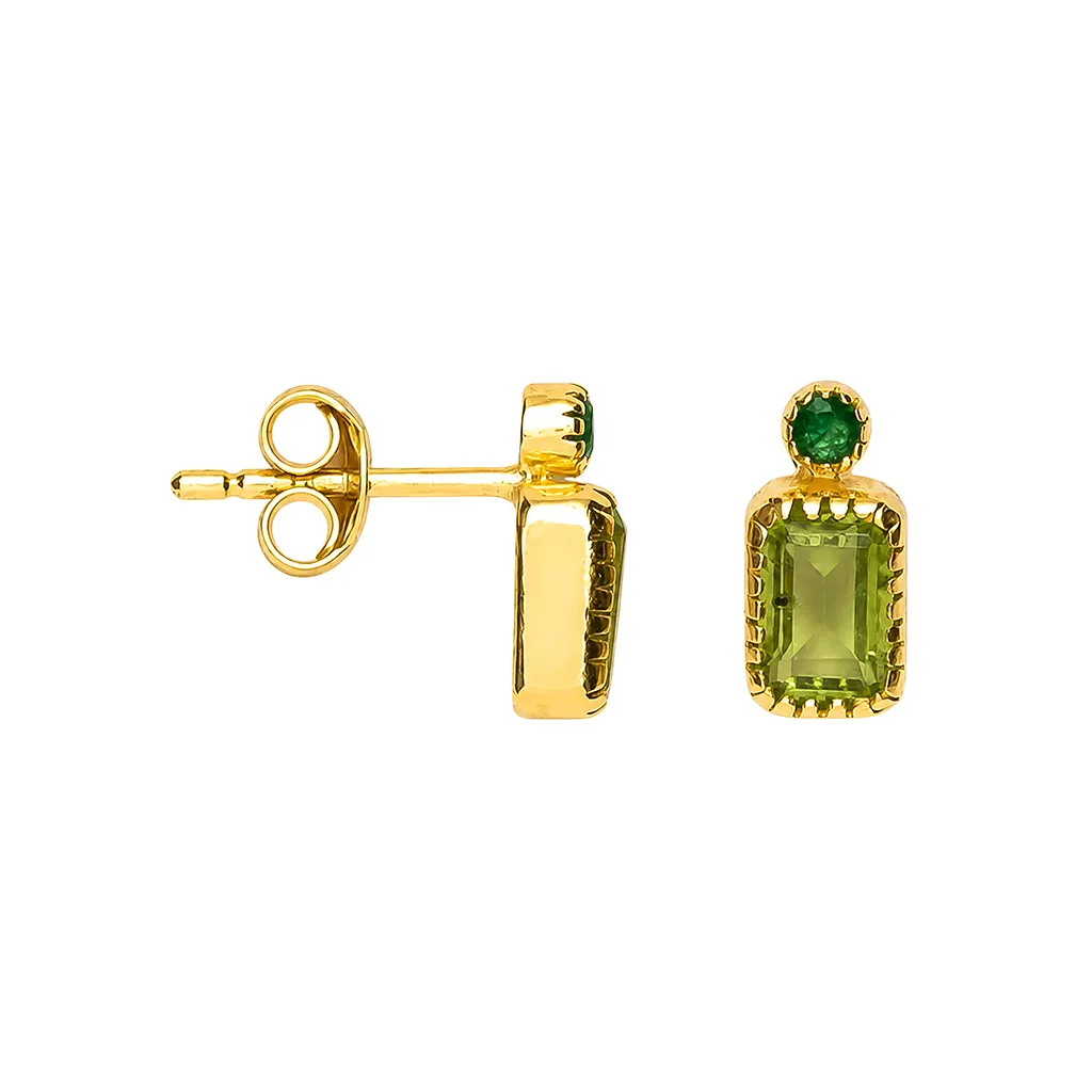 Sterling silver rectangular semiprecious stone earring