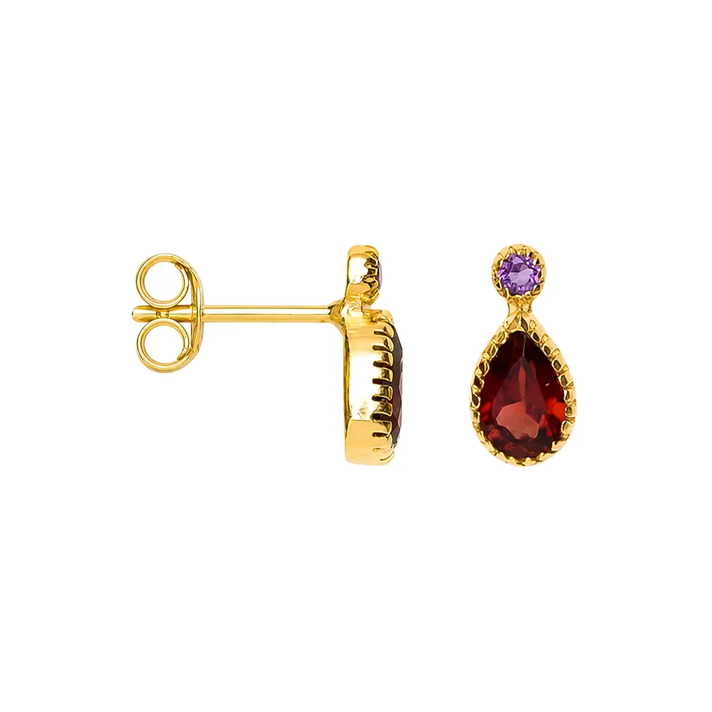 Sterling silver oval semiprecious stone earring