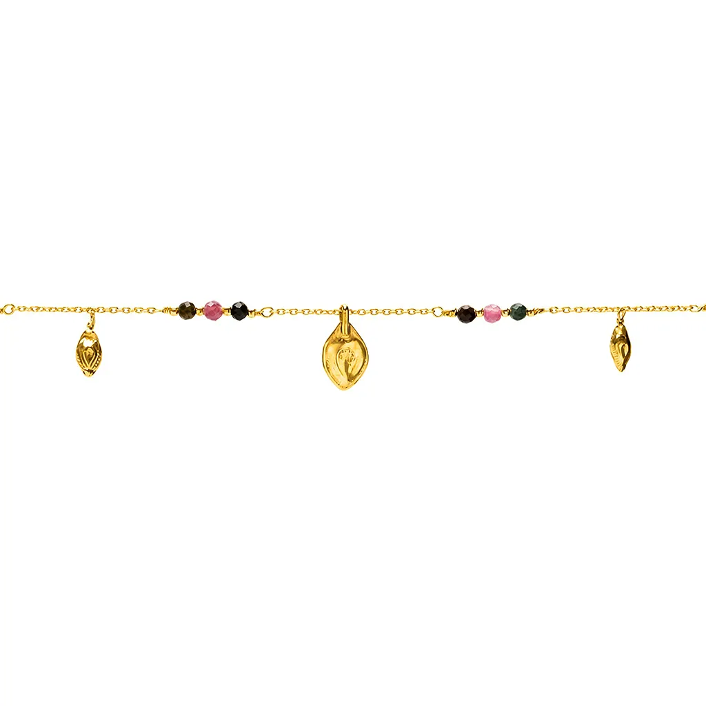 [19578N40A5RTMDO] Sterling silver 3mm tourmaline and irregular plate necklace