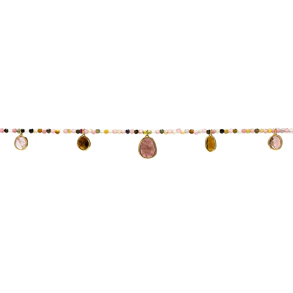 Collar plata 925 de Turmalinas de 2mm con Turmalinas de formas irregulares