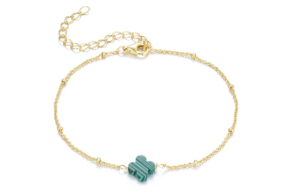 Pulsera plata 925 flor 8x8mm piedras semipreciosas