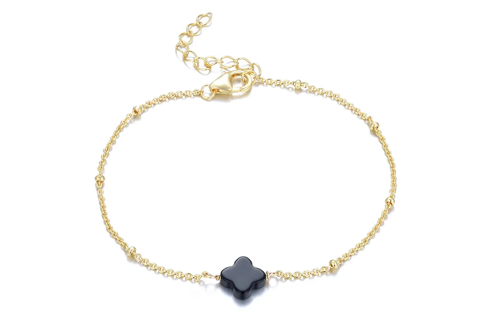 Pulsera plata 925 flor 8x8mm piedras semipreciosas