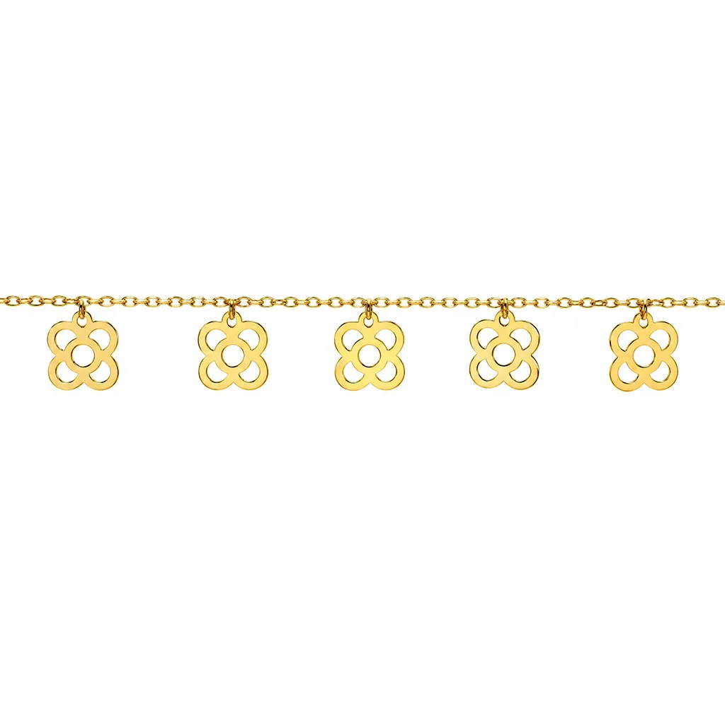 [19599B16E3DO] Sterling silver five Barcelona flower bracelet (Gold plated)