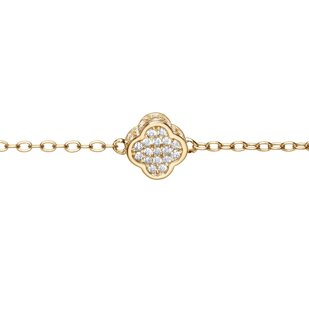 Sterling silver flower cubic zirconia bracelet