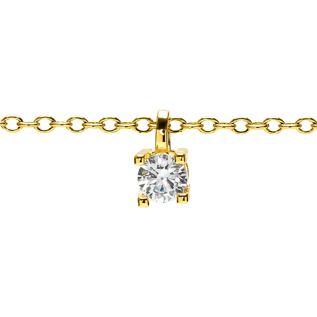 Sterling silver 4mm solitaire four-prong zirconia necklace