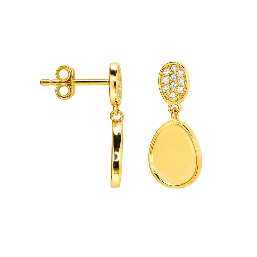 Pendiente plata 925 dos gotas con circonitas