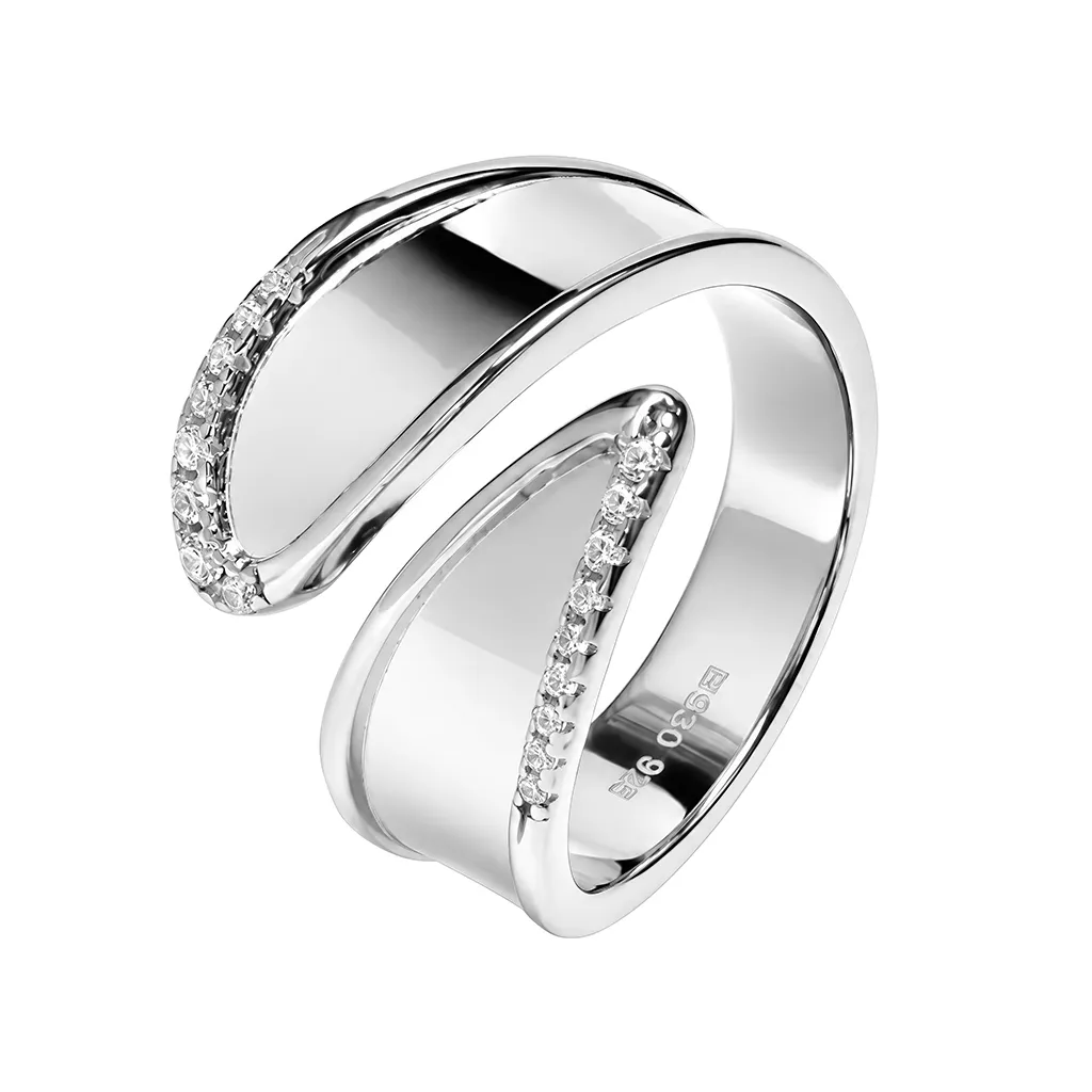 Sterling silver open zirconia ring