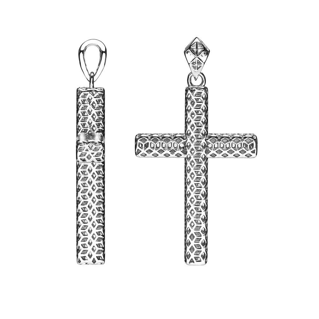 Sterling silver 27x17mm hollow cross pendant