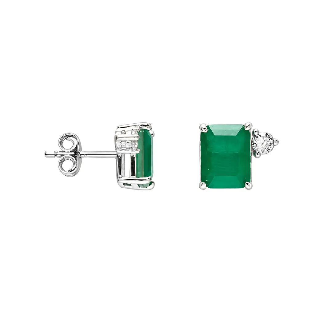 [19641EZESRD] Pendiente plata 925 circonita de 9x7mm con circonita blanca de 3mm