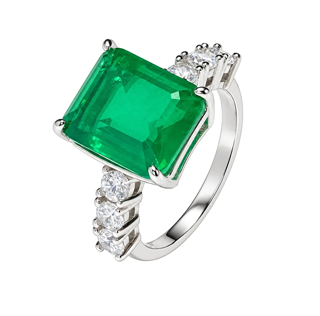 Sterling silver 12x10mm zirconia ring with 3mm zirconias