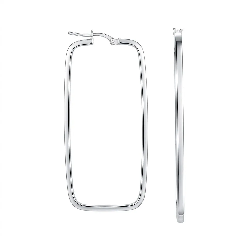 Pendiente aro plata 925 rectangular