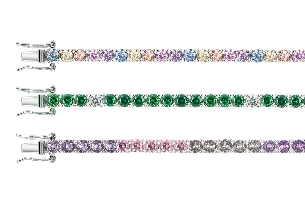 [17489B1600ZBLRD] Sterling silver prong tennis setting 3.00mm round zirconia bracelet (16CM, White)