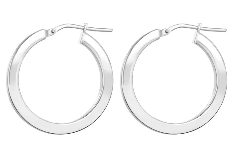 Sterling silver 3x3mm square tube hoop earring