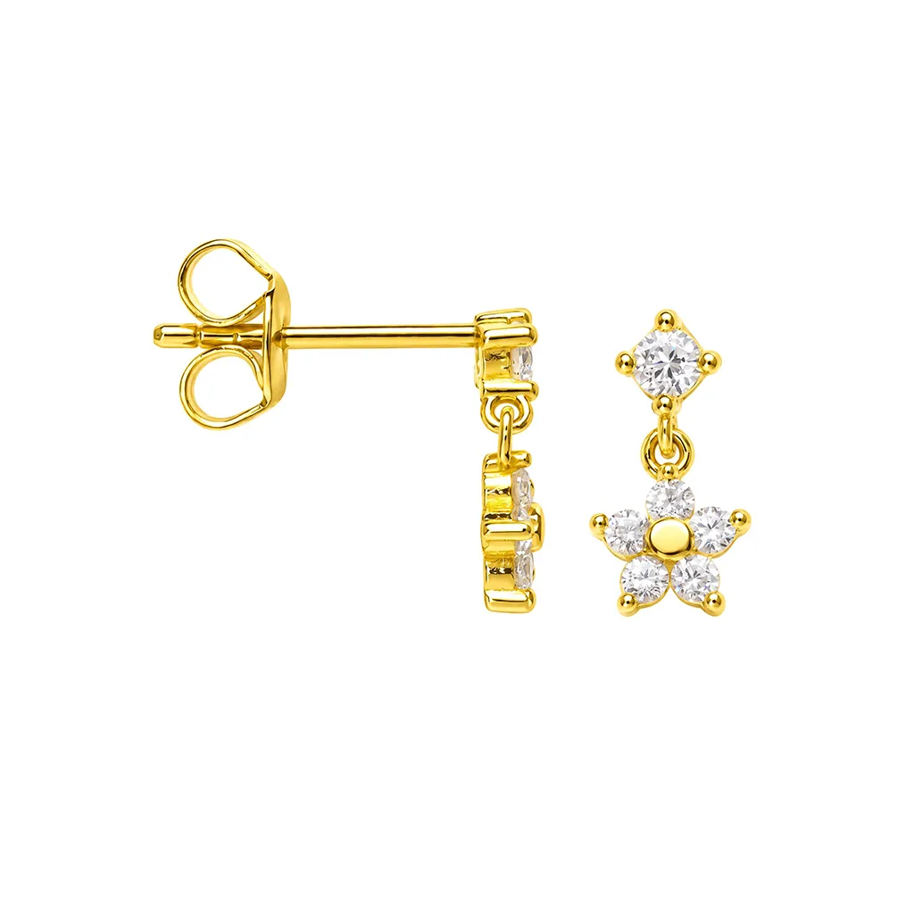 Sterling Silver 925 Zirconia Dangling Star Earring
