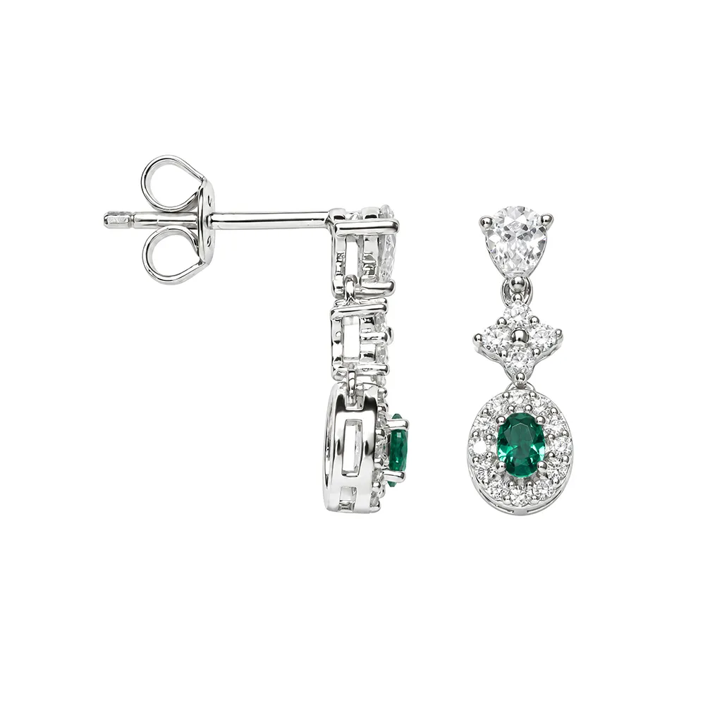 Pendiente plata 925 circonita ovalada 3x2mm con circonitas blancas alrededor