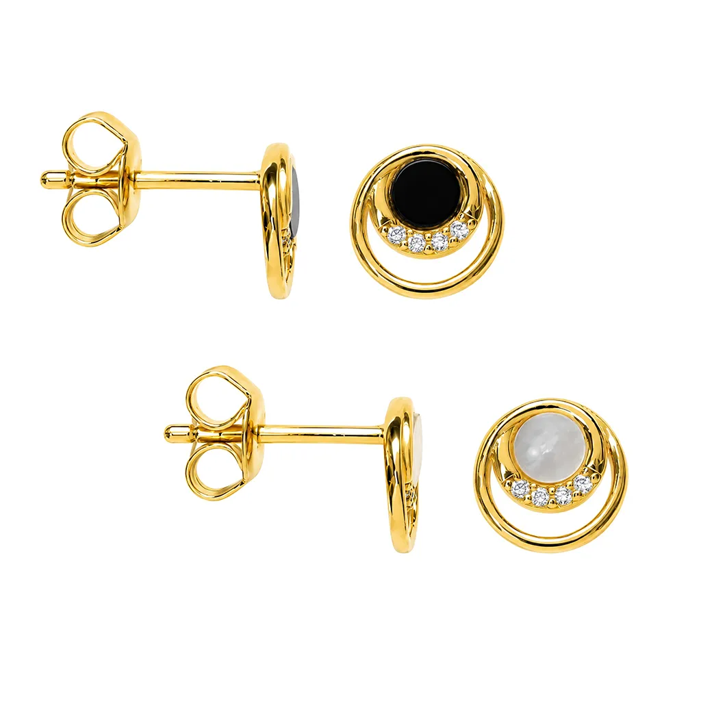 Sterling Silver 925 White Zirconia Halo Round Semiprecious Gemstone Earring