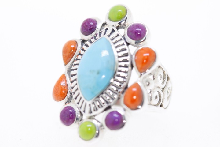 [03653A120000] Anillo plata oxidada turquesa  (Talla 12)