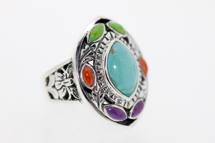 Anillo plata oxidada turquesa 