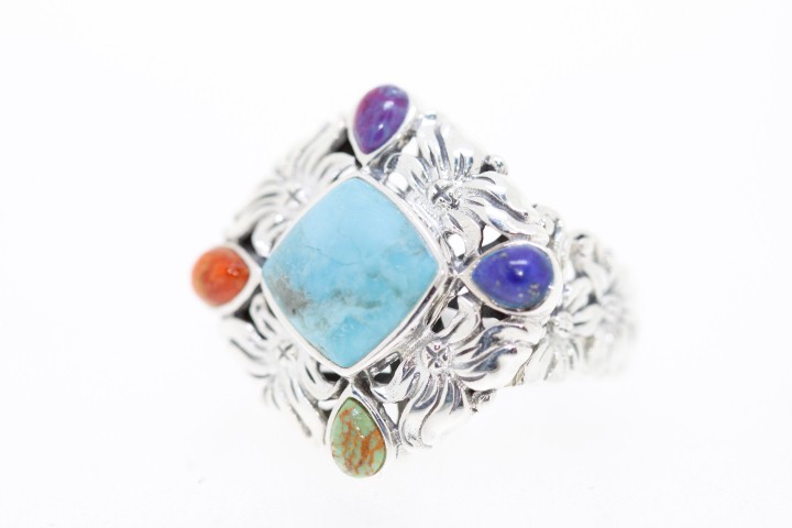 Anillo plata oxidada turquesa 