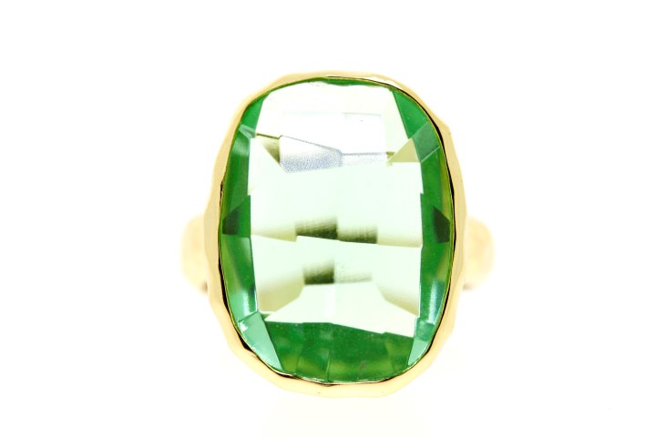Anillo plata baño oro con piedra