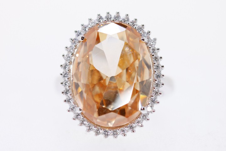 Anillo plata rodiada cz 