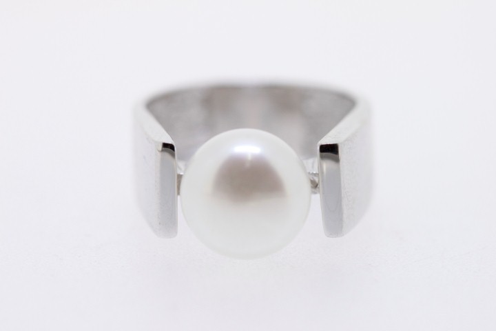 [05687A121PBL] Silver 925 ring with fresh water pearl (EU size 52)