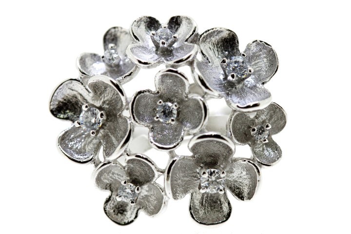 Silver 925 ring cz flower