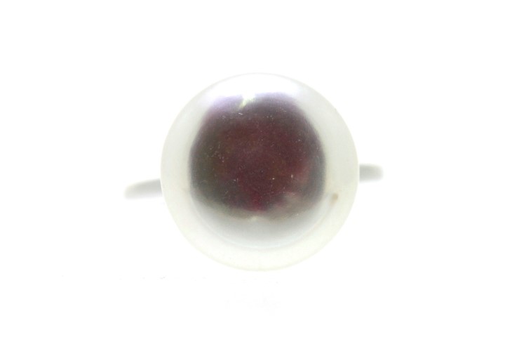 Silver 925 ring with fresh water pearl coin 14mm