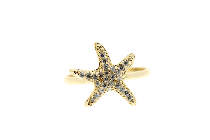 Anillo plata 925 cz estrella de mar 