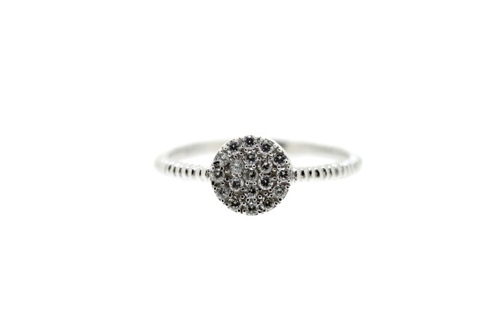 Silver 925 ring round symbol cz