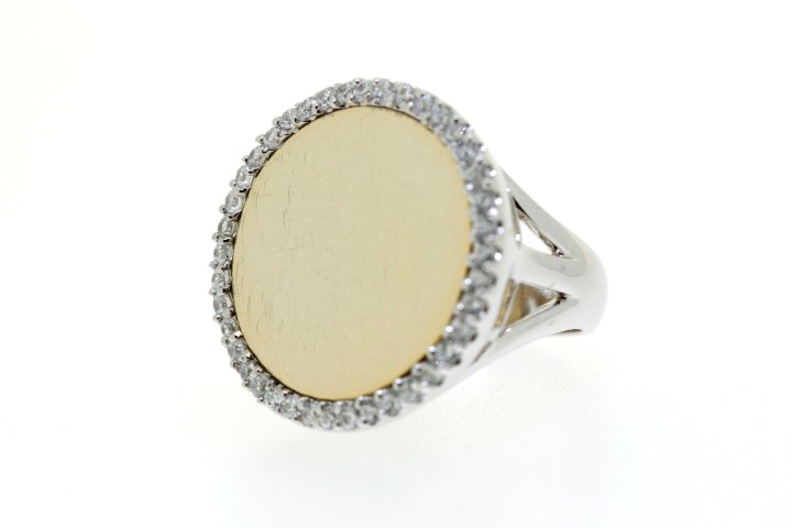 Silver 925 ring round symbol cz