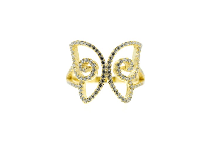 [06632A122ZBL] Silver 925 microsetting ring with zirconita (EU size 52, Gold plated)