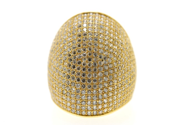 [06660A122ZBL] Silver 925 microsetting ring with cz (EU size 52, White, Gold plated)