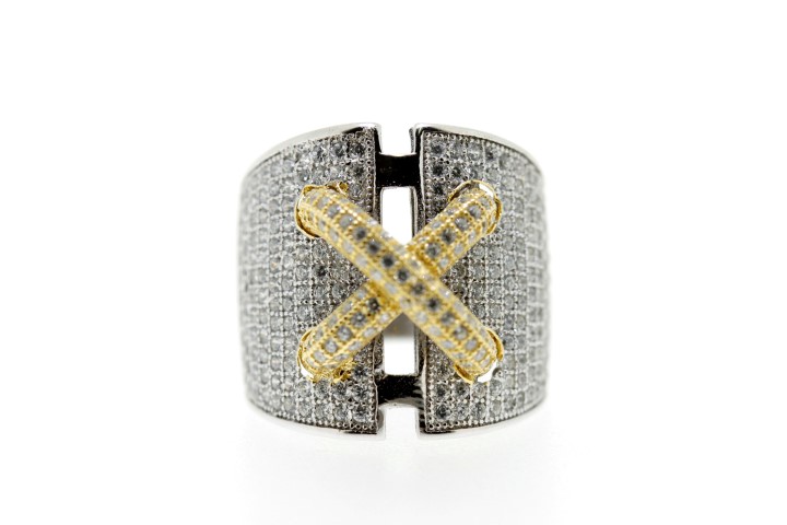 [06664A122ZBL] Anillo plata 925 microsetting con zirconita  (Talla 12, Oro)