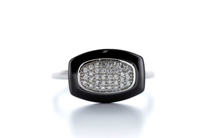 Anillo plata 925 ceramica con zirconita 