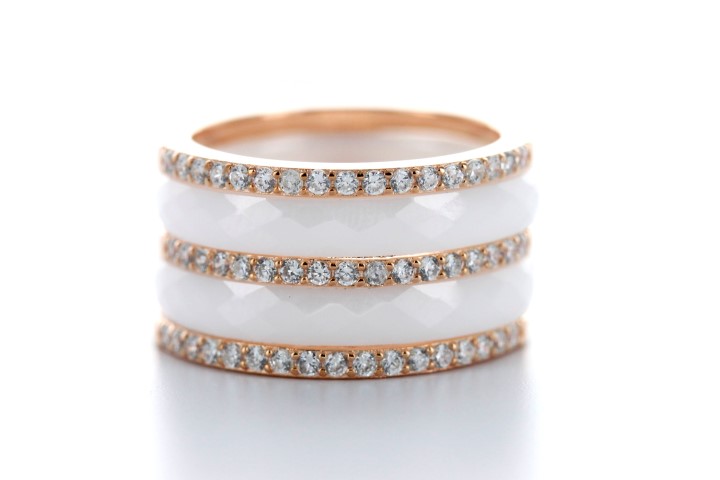 Silver 925 ceramic ring cz