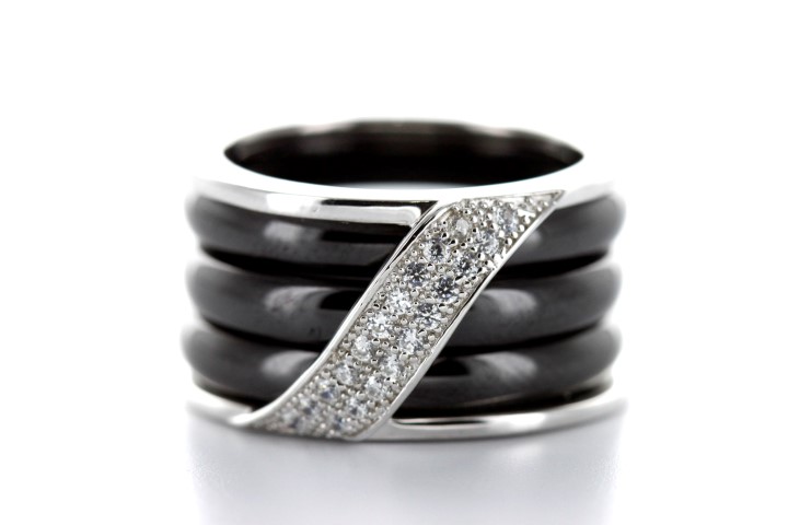 Anillo plata 925 ceramica con zirconita 