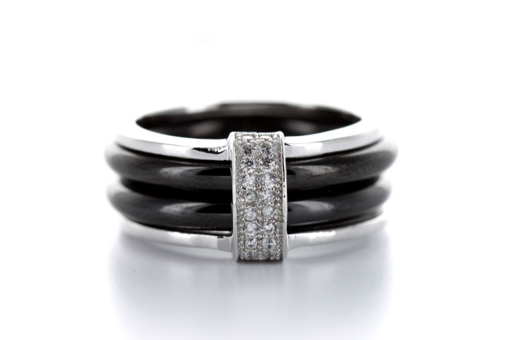 Silver 925 ceramic ring cz