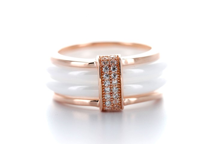 Anillo plata 925 ceramica con zirconita 