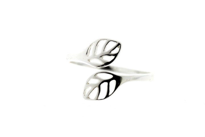 Anillo plata 925 abierto hojas 