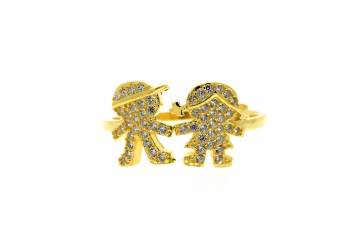 Anillo plata 925 zirconita niña y niño abierto 