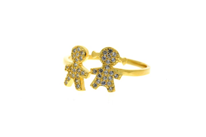 Anillo plata 925 zirconita niña y niño abierto 