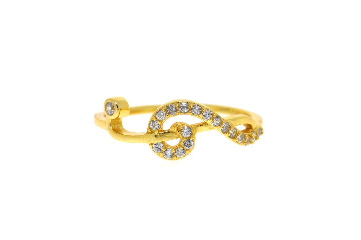 [07559A122ZBL] Silver 925 cz ring symbol music (EU size 52, Gold plated)