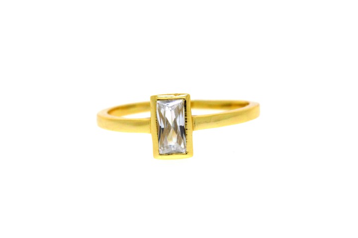 [07563A102ZBL] Silver 925 cz ring (EU size 50, Gold plated)
