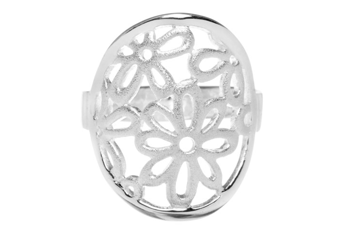Anillo plata 925 flores 